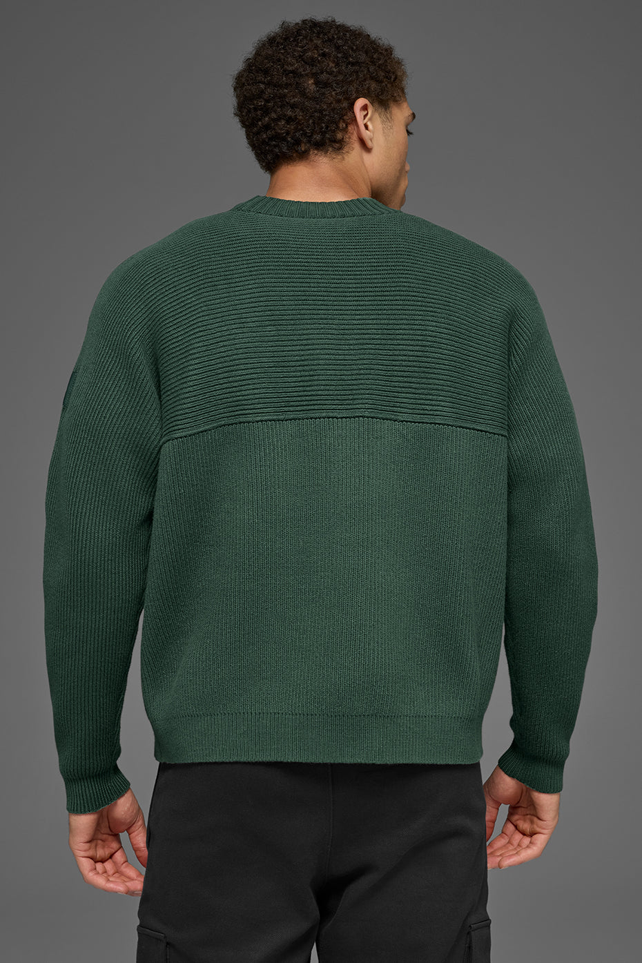 Alo Yoga Domain Shift Rib Knit Sweater Crew - Clover Green