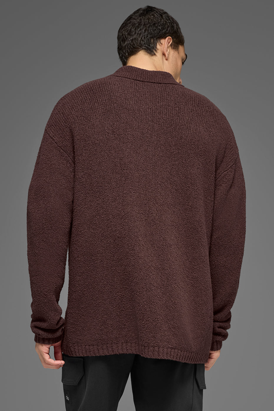 Alo Yoga Textured Knit Long Sleeve Polo - Brownstone