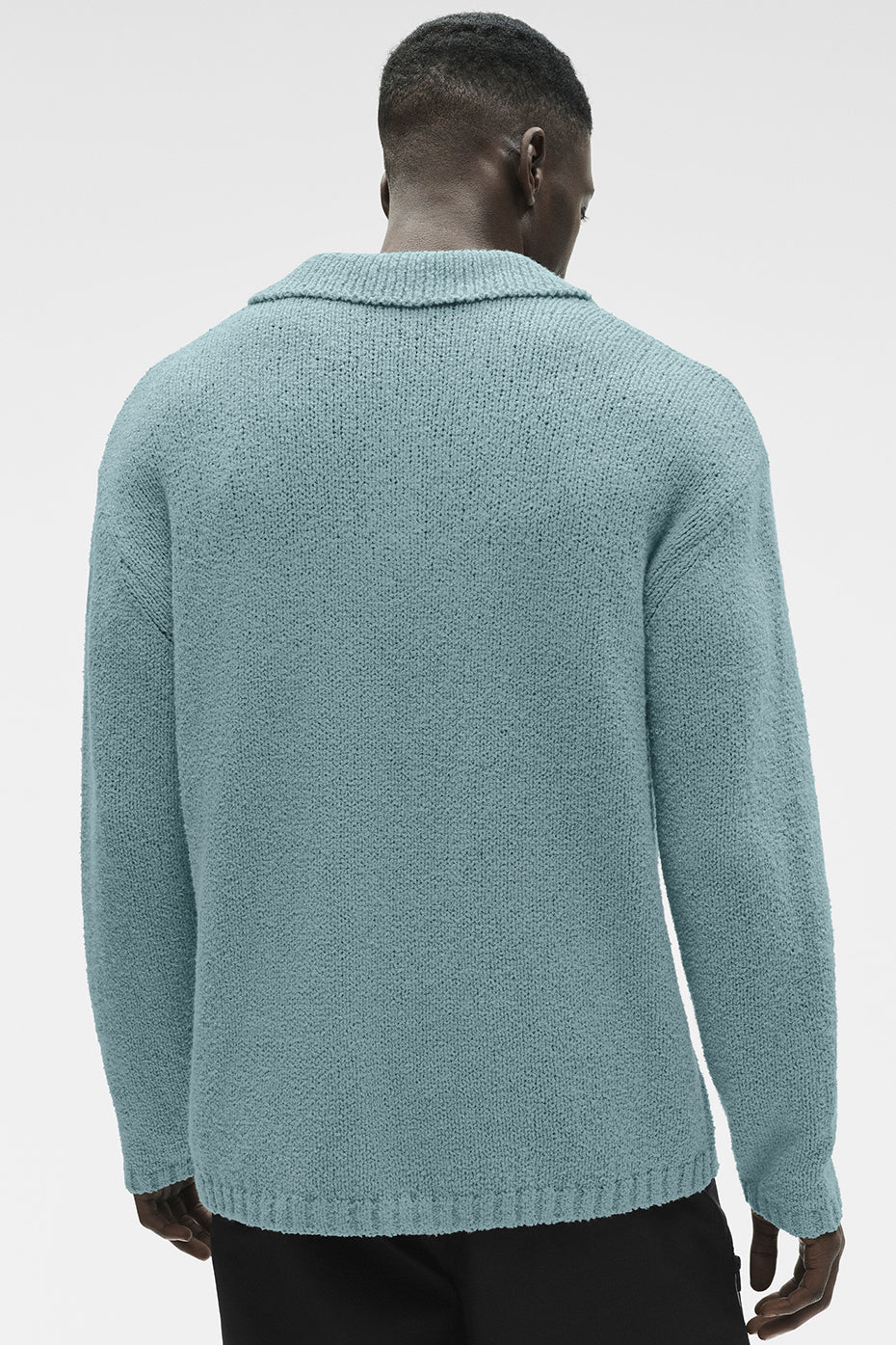 Alo Yoga Textured Knit Long Sleeve Polo - Desert Sage