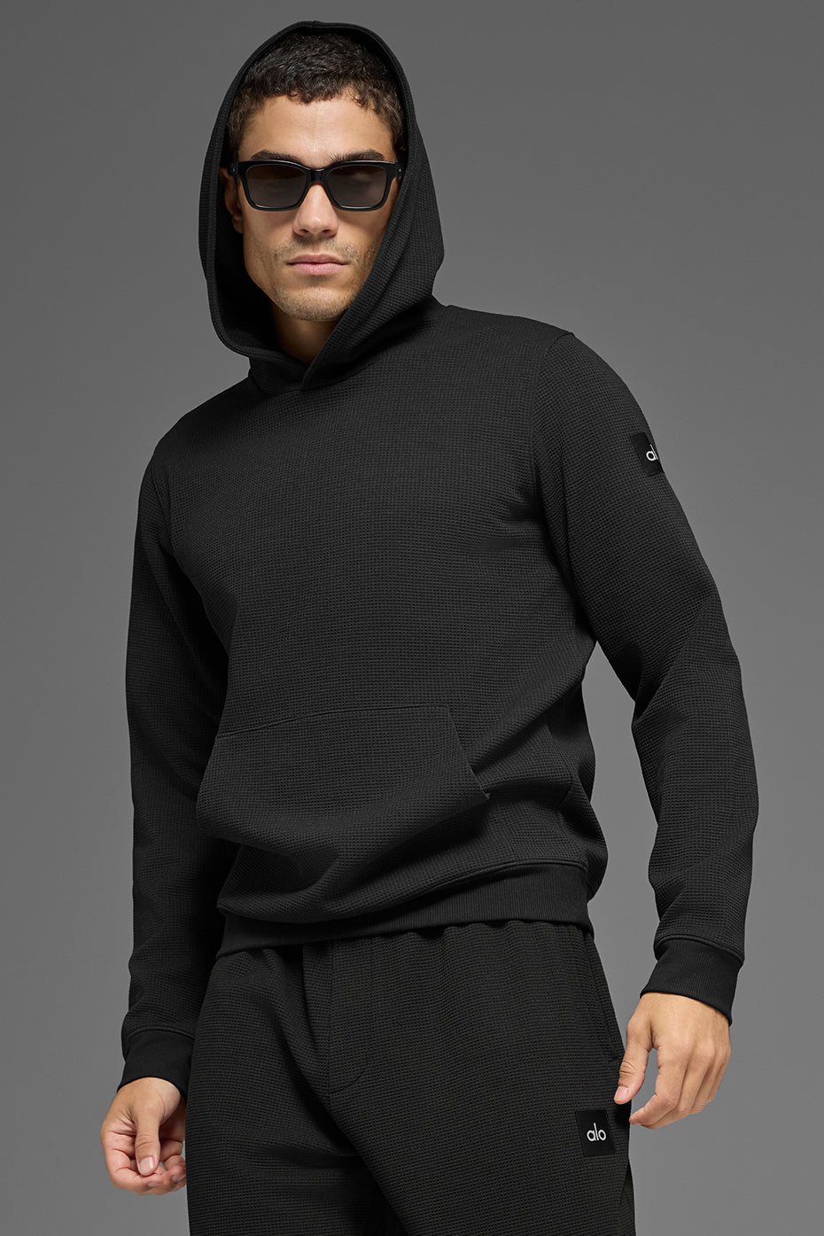 Alo Yoga Waffle Lounge Hoodie - Black