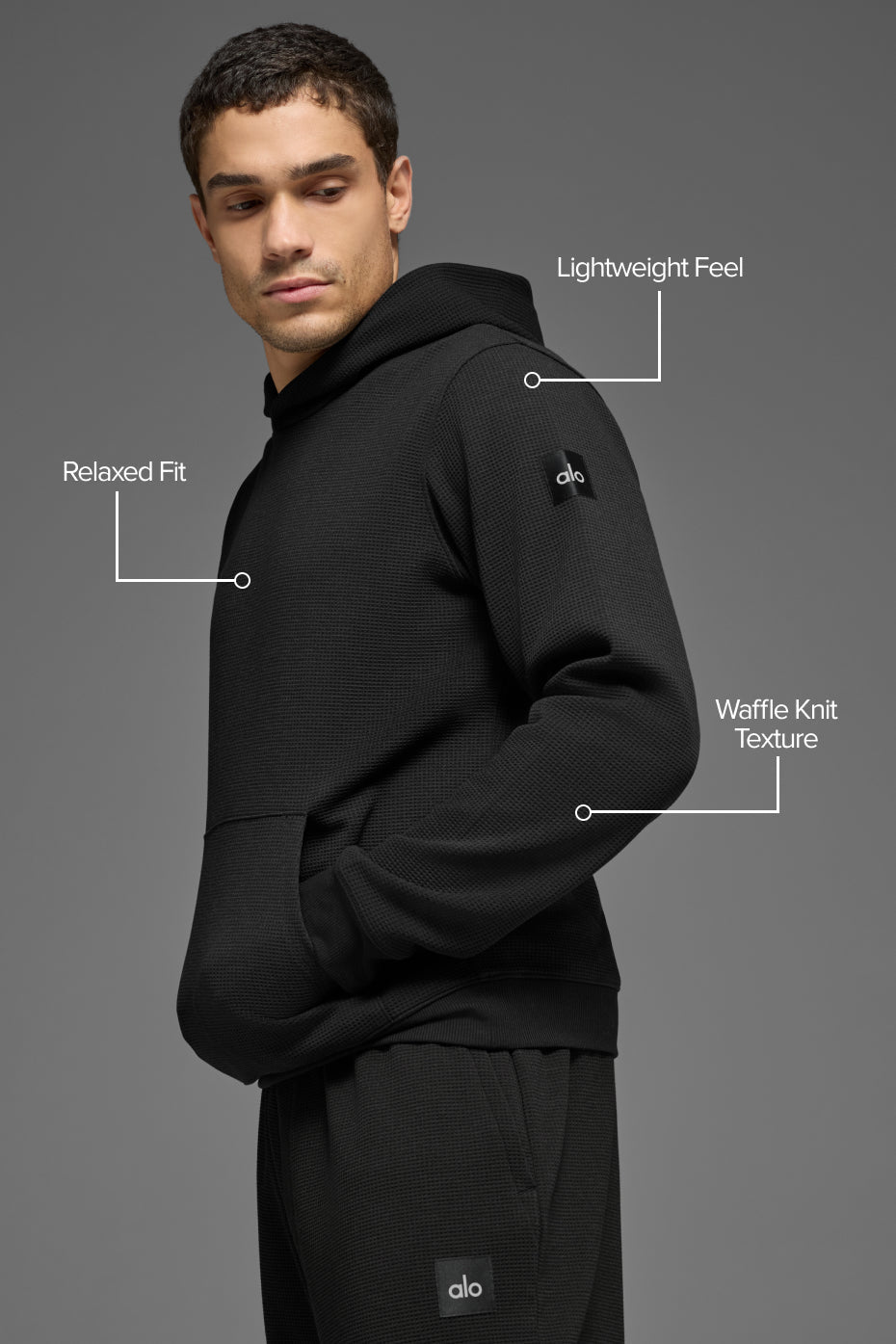 Alo Yoga Waffle Lounge Hoodie - Black