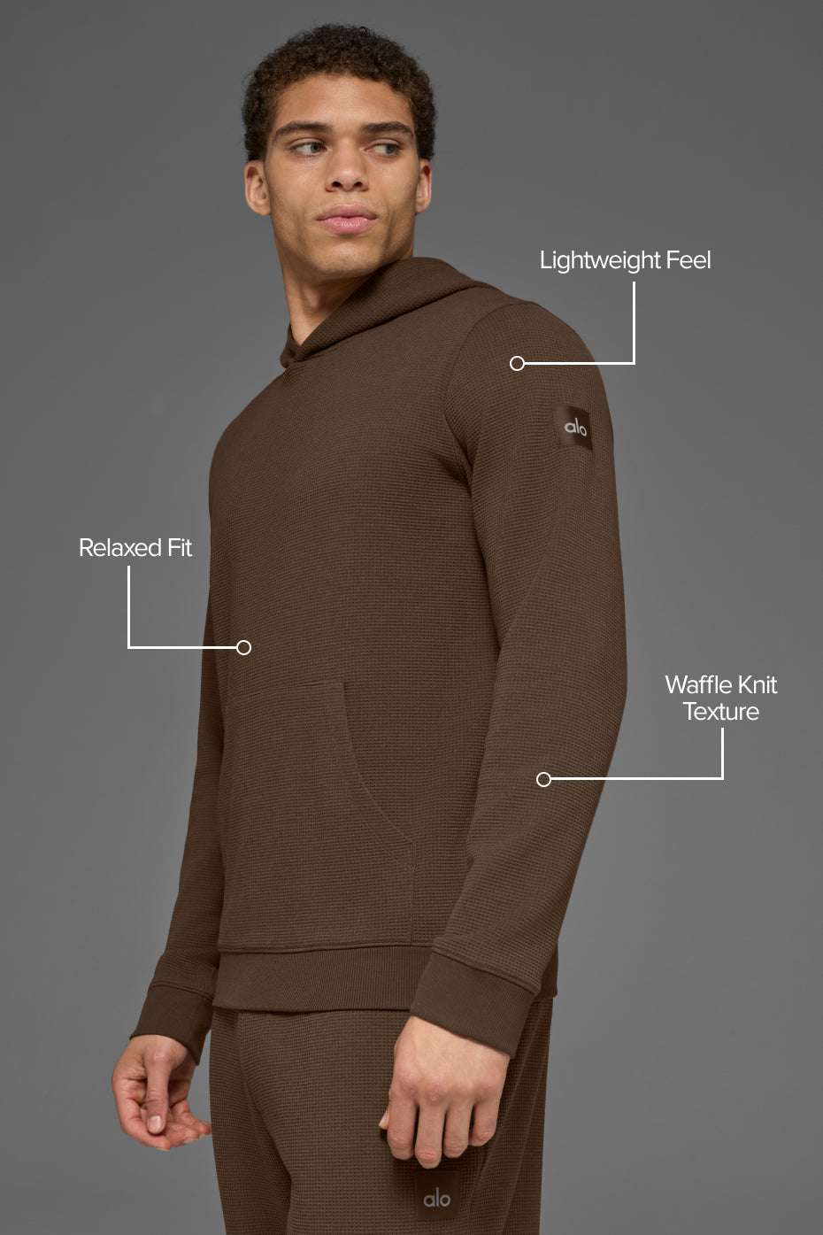 Alo Yoga Waffle Lounge Hoodie - Espresso