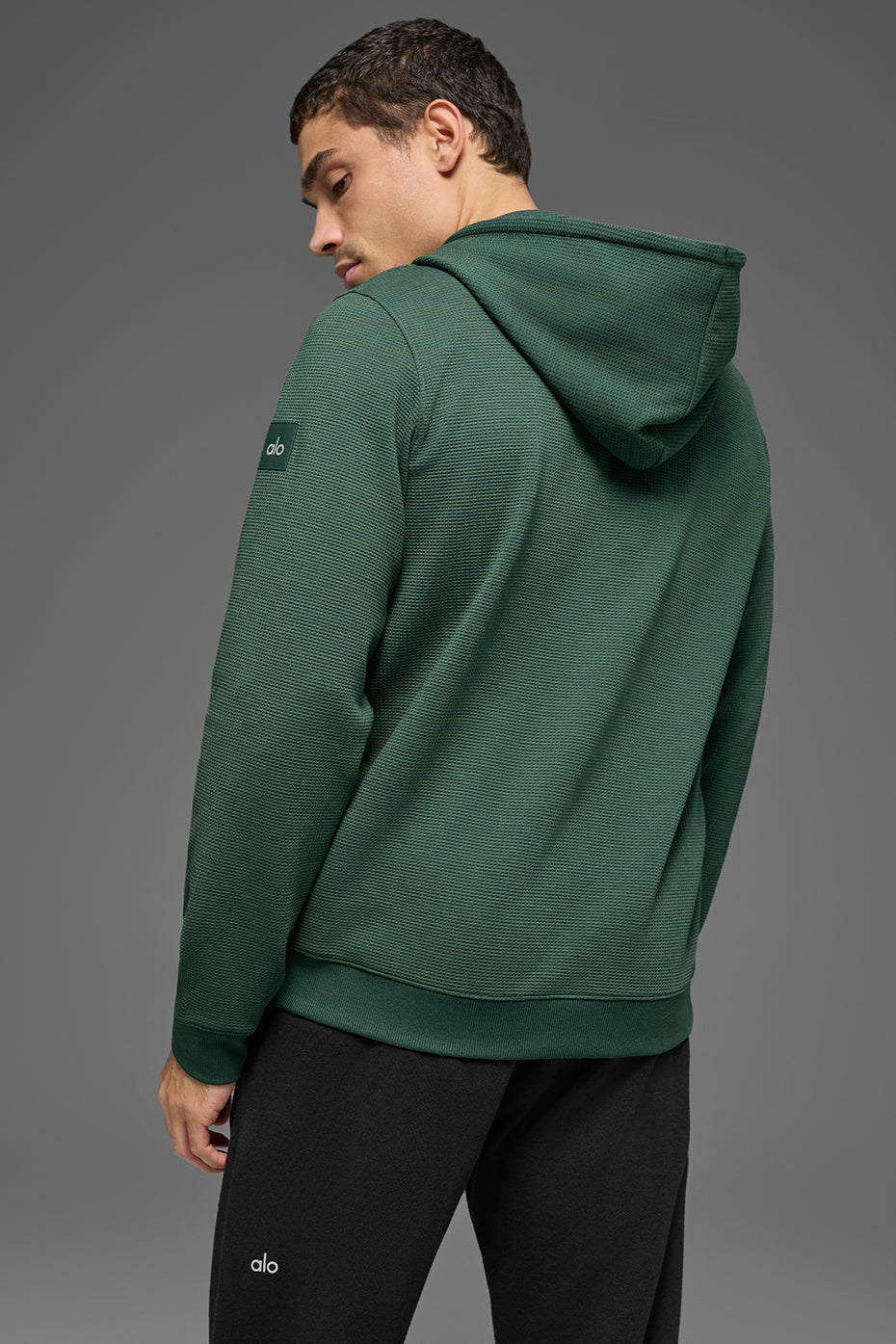 Alo Yoga Waffle Lounge Hoodie - Clover Green