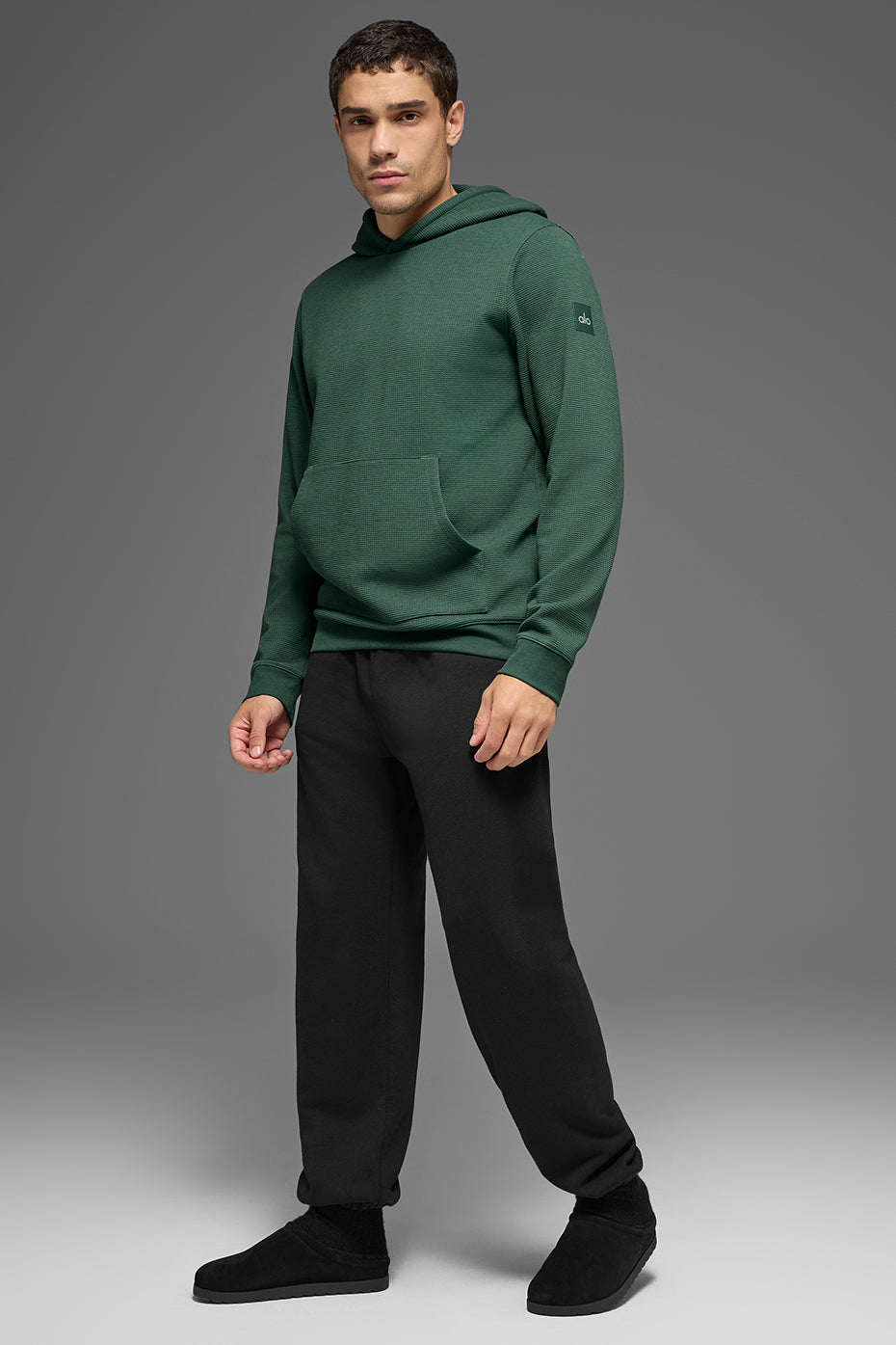 Alo Yoga Waffle Lounge Hoodie - Clover Green