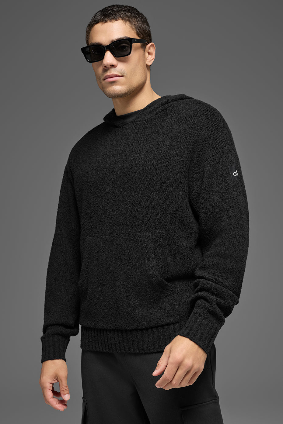 Alo Yoga Textured Knit Hoodie - Black