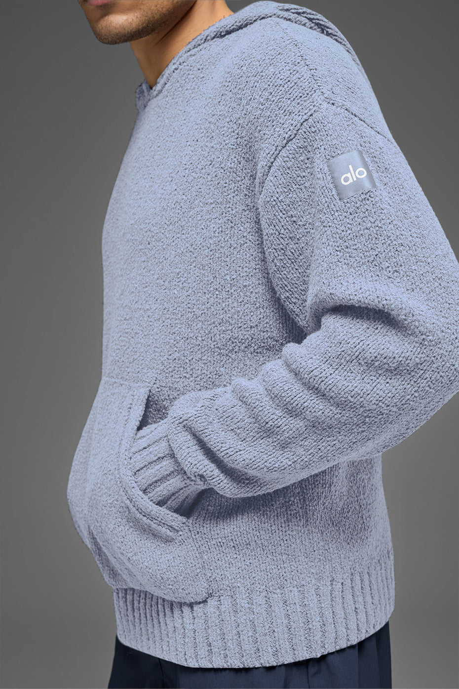 Alo Yoga Textured Knit Hoodie - Winter Frost