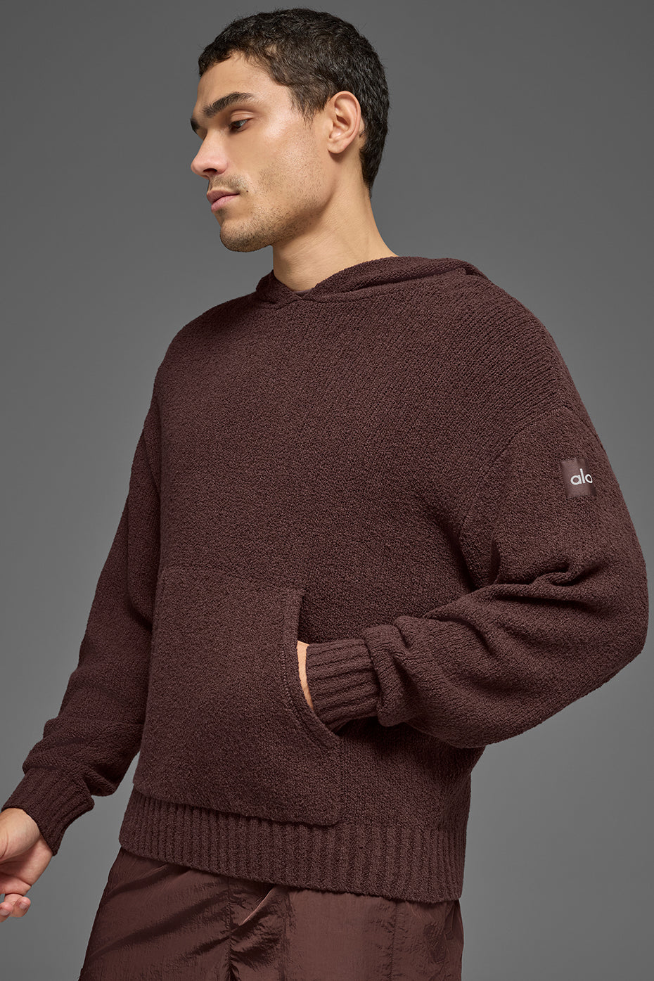 Alo Yoga Textured Knit Hoodie - Brownstone