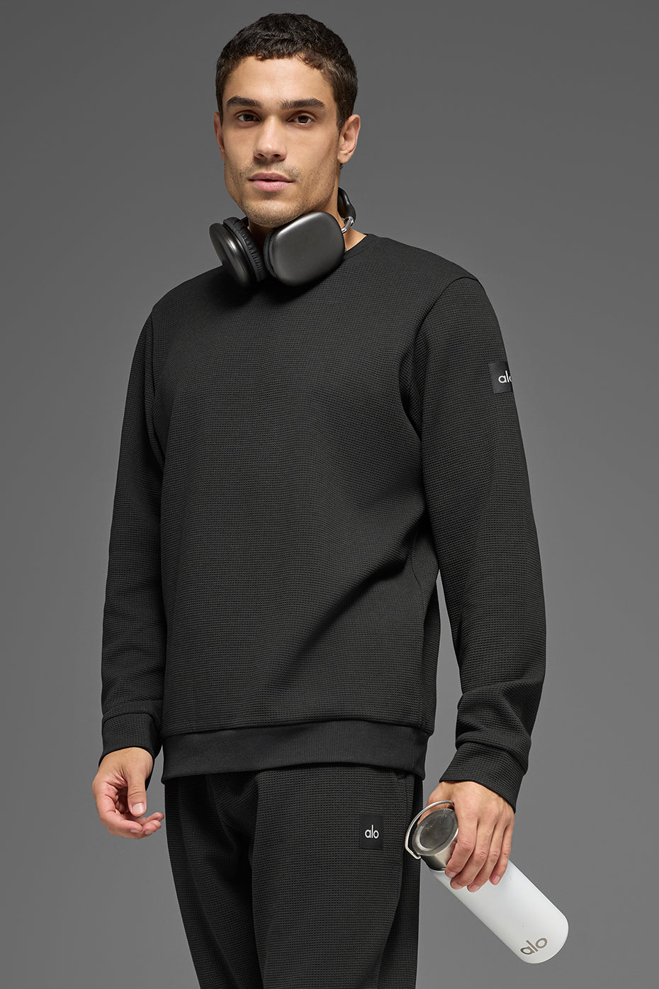 Alo Yoga Waffle Lounge Long Sleeve Crew - Black