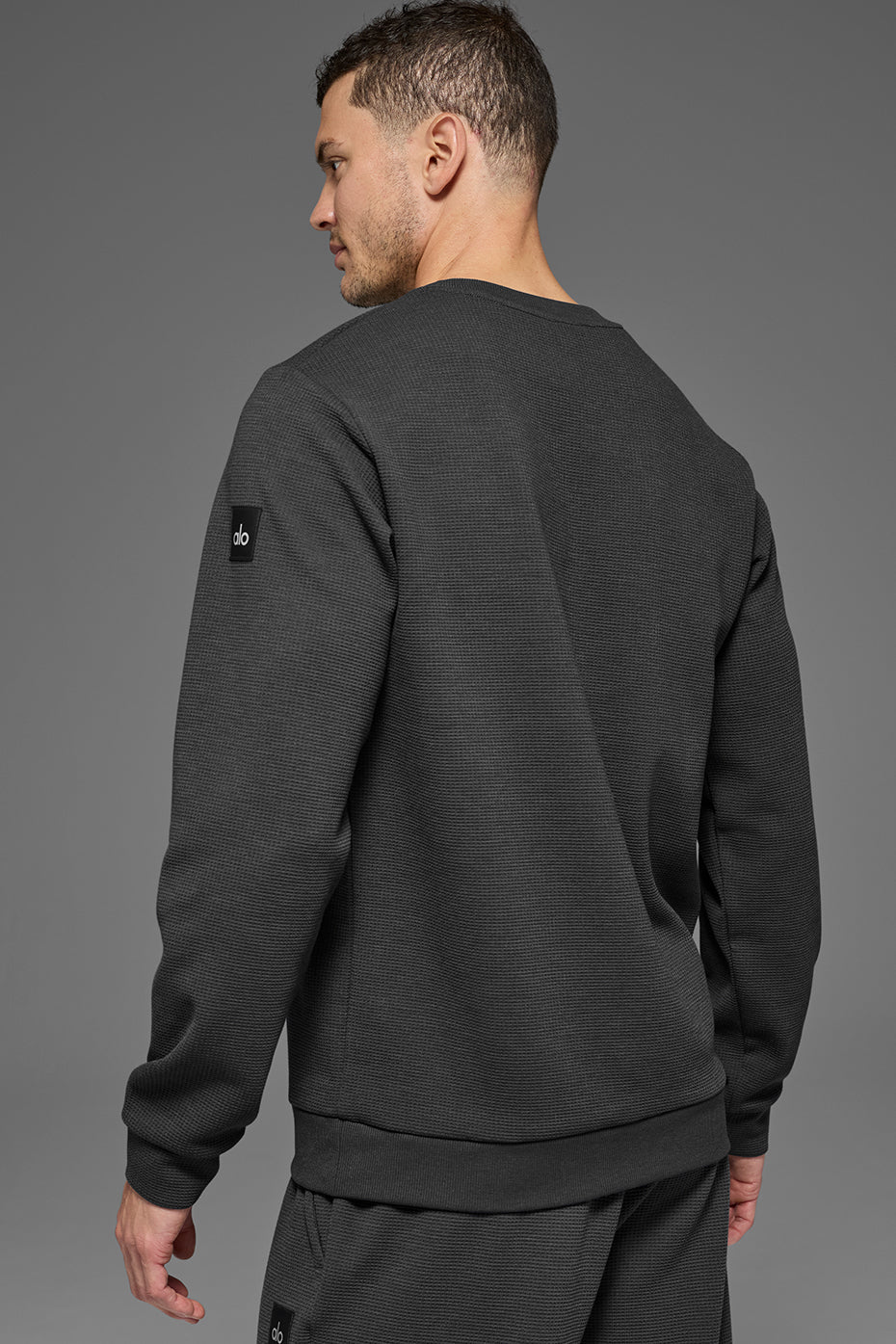 Alo Yoga Waffle Lounge Long Sleeve Crew - Anthracite