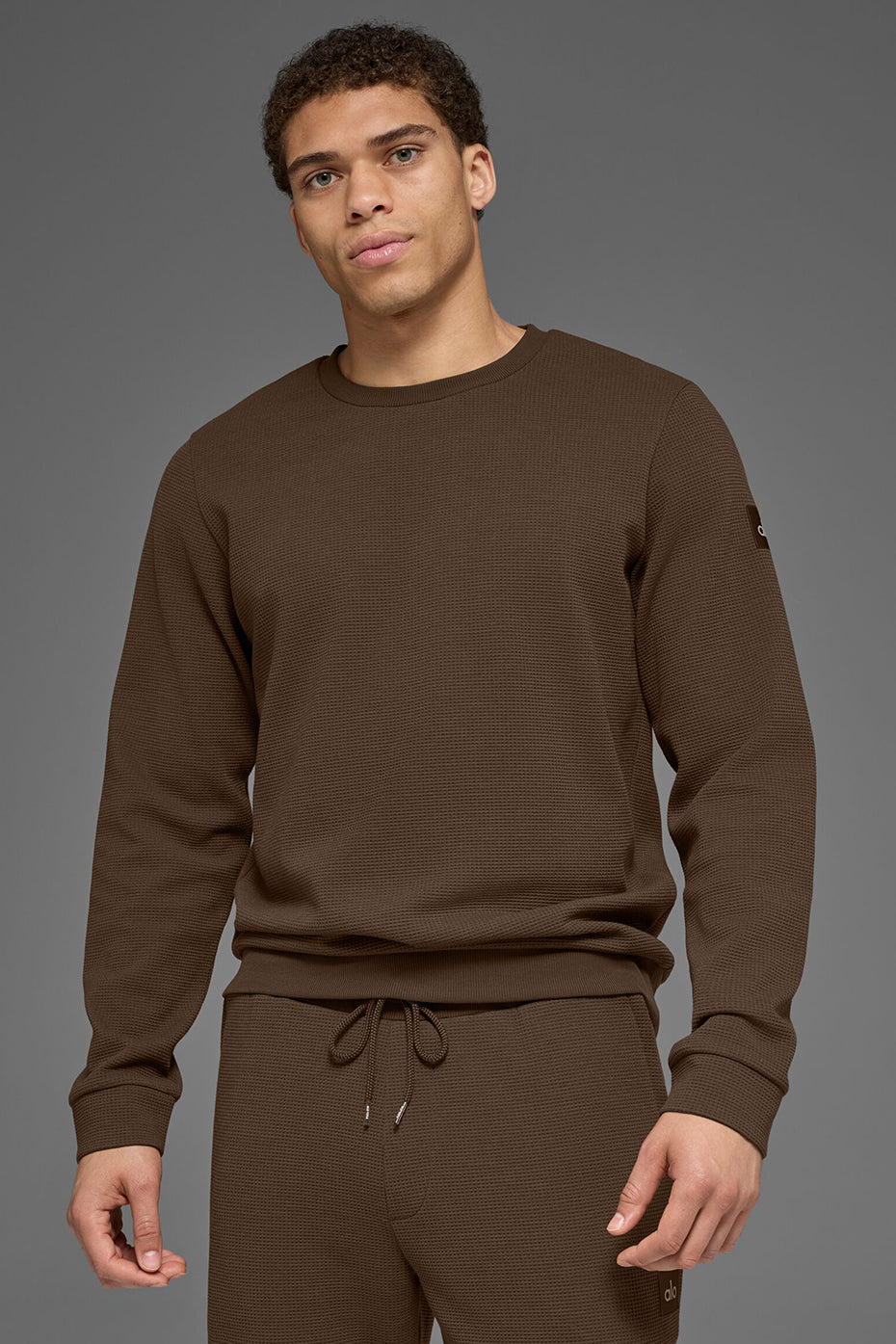 Alo Yoga Waffle Lounge Long Sleeve Crew - Espresso
