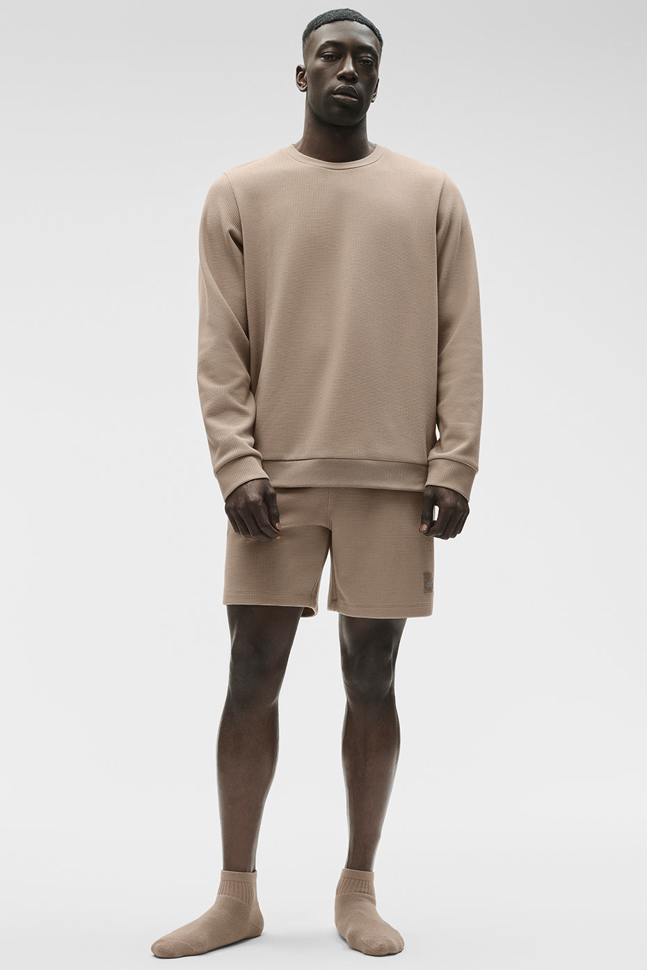 Alo Yoga Waffle Lounge Long Sleeve Crew - Gravel