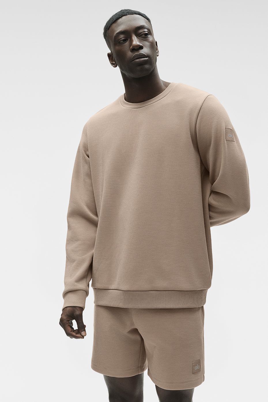 Alo Yoga Waffle Lounge Long Sleeve Crew - Gravel
