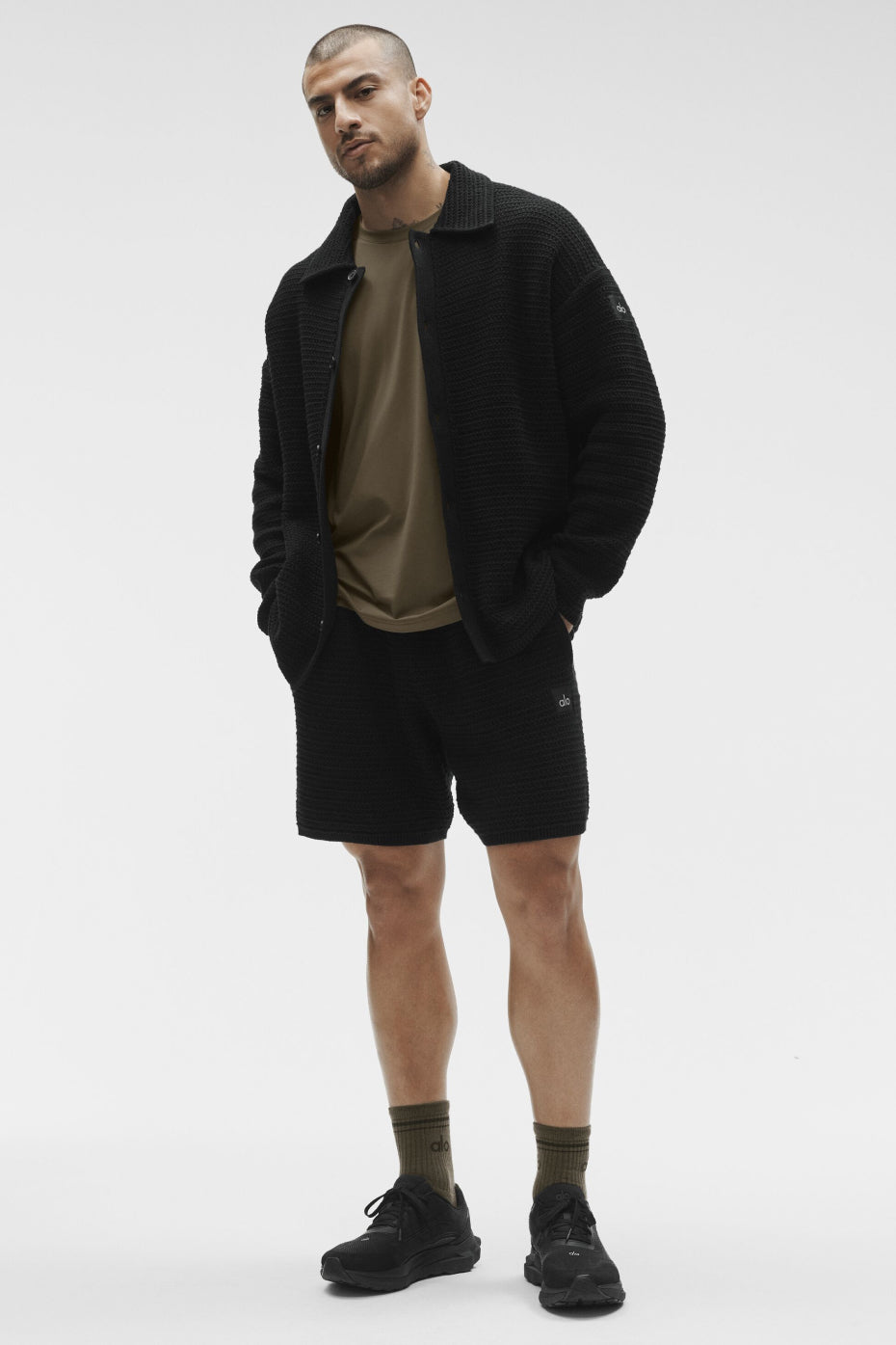 Alo Yoga Shift Knit Button Up Long Sleeve - Black