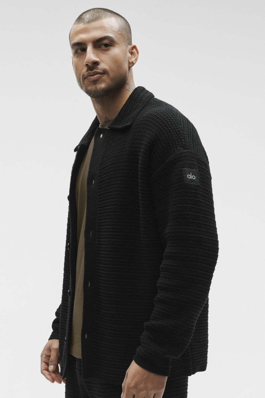 Alo Yoga Shift Knit Button Up Long Sleeve - Black