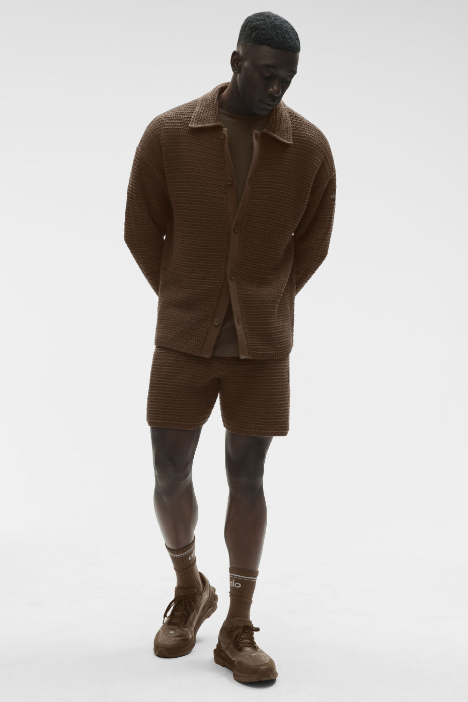 Alo Yoga Shift Knit Button Up Long Sleeve - Espresso