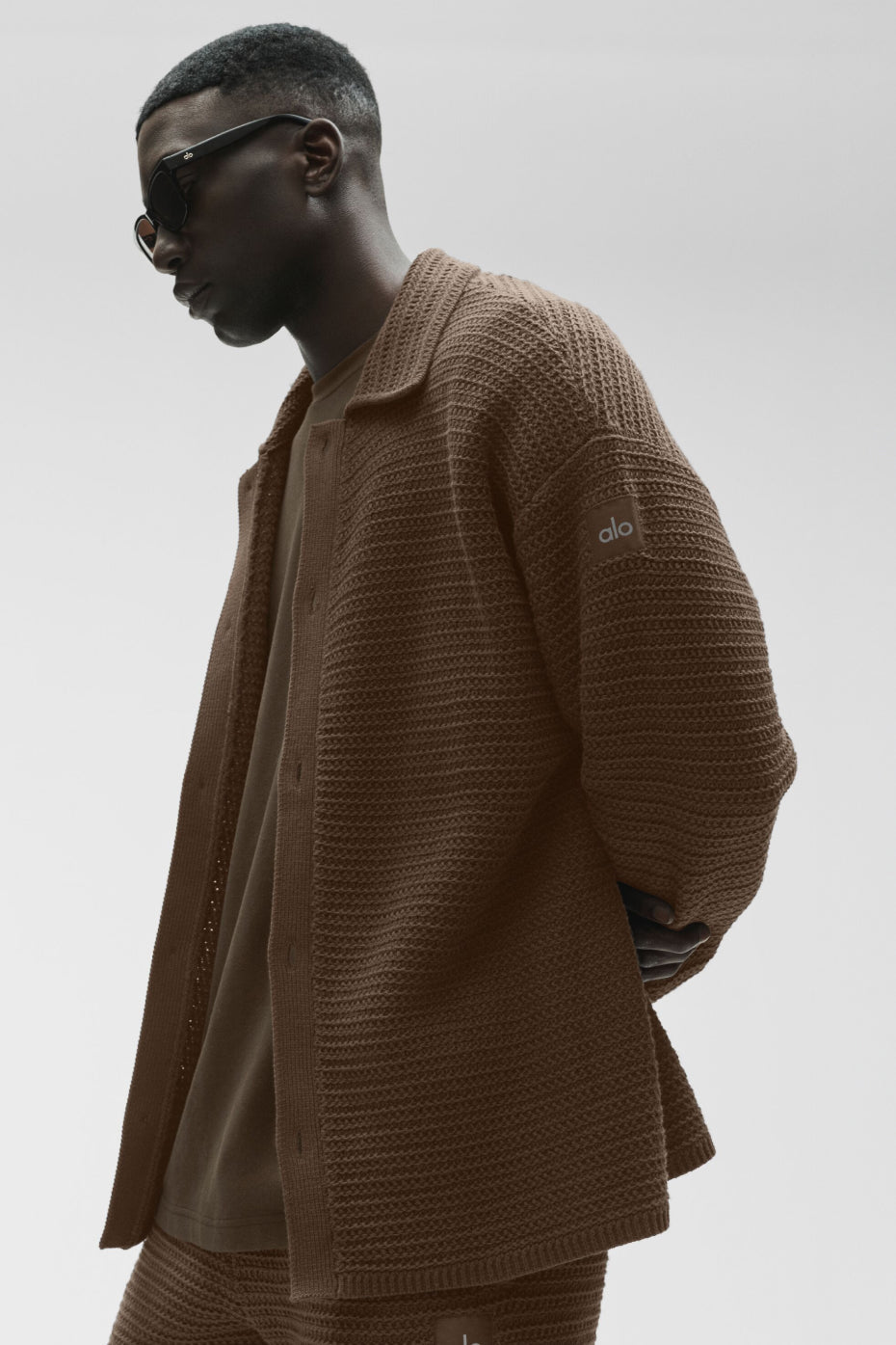 Alo Yoga Shift Knit Button Up Long Sleeve - Espresso