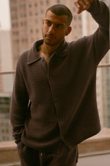 Alo Yoga Shift Knit Button Up Long Sleeve - Espresso