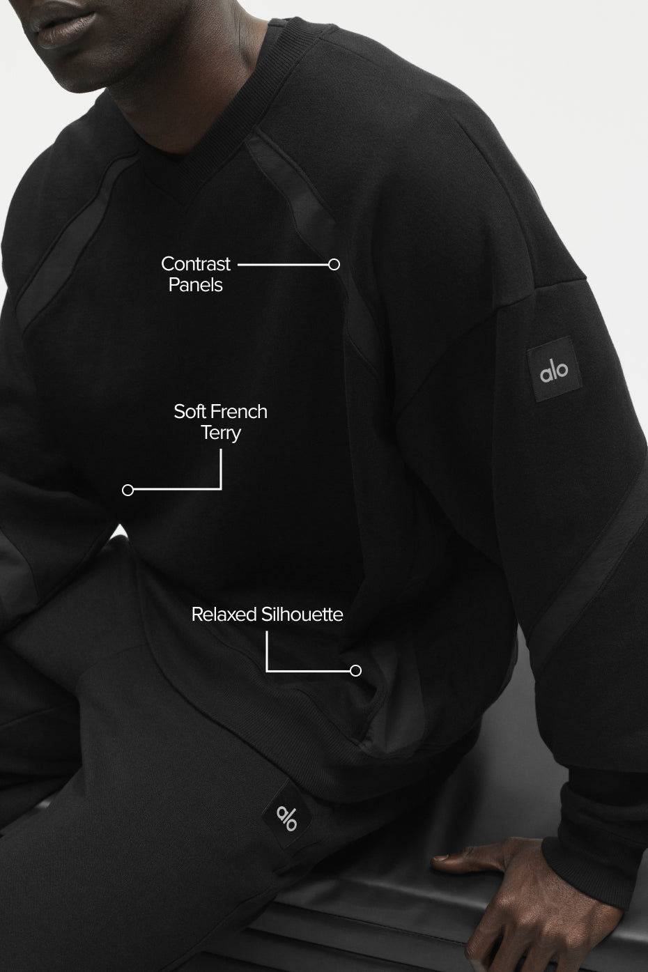 Alo Yoga Field Crew Neck Sweatshirt - Black