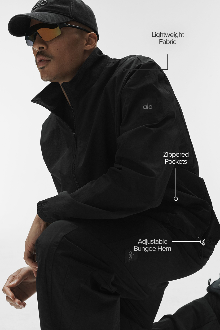 Alo Yoga Takeaway Track Full Zip Jacket - Black