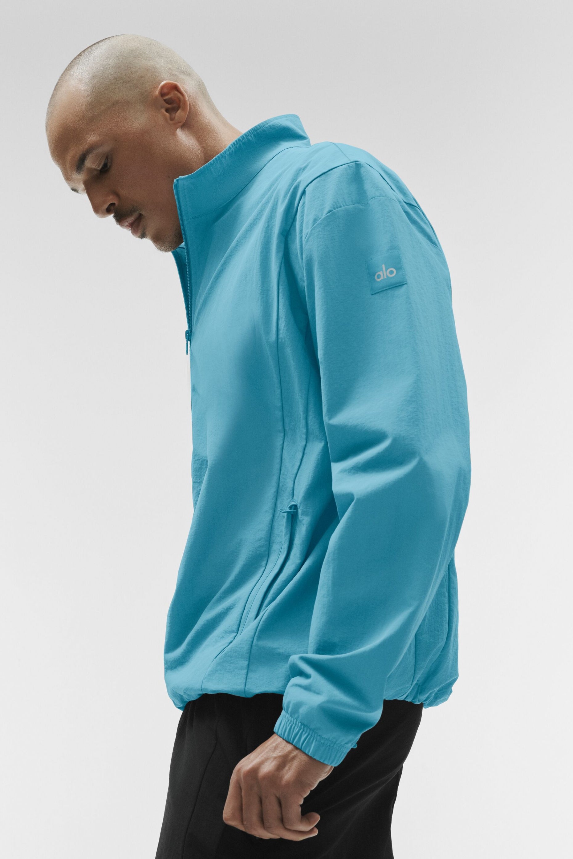 Alo Yoga Takeaway Track Full Zip Jacket - Blue Breeze