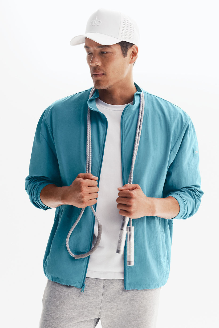 Alo Yoga Takeaway Track Full Zip Jacket - Blue Breeze