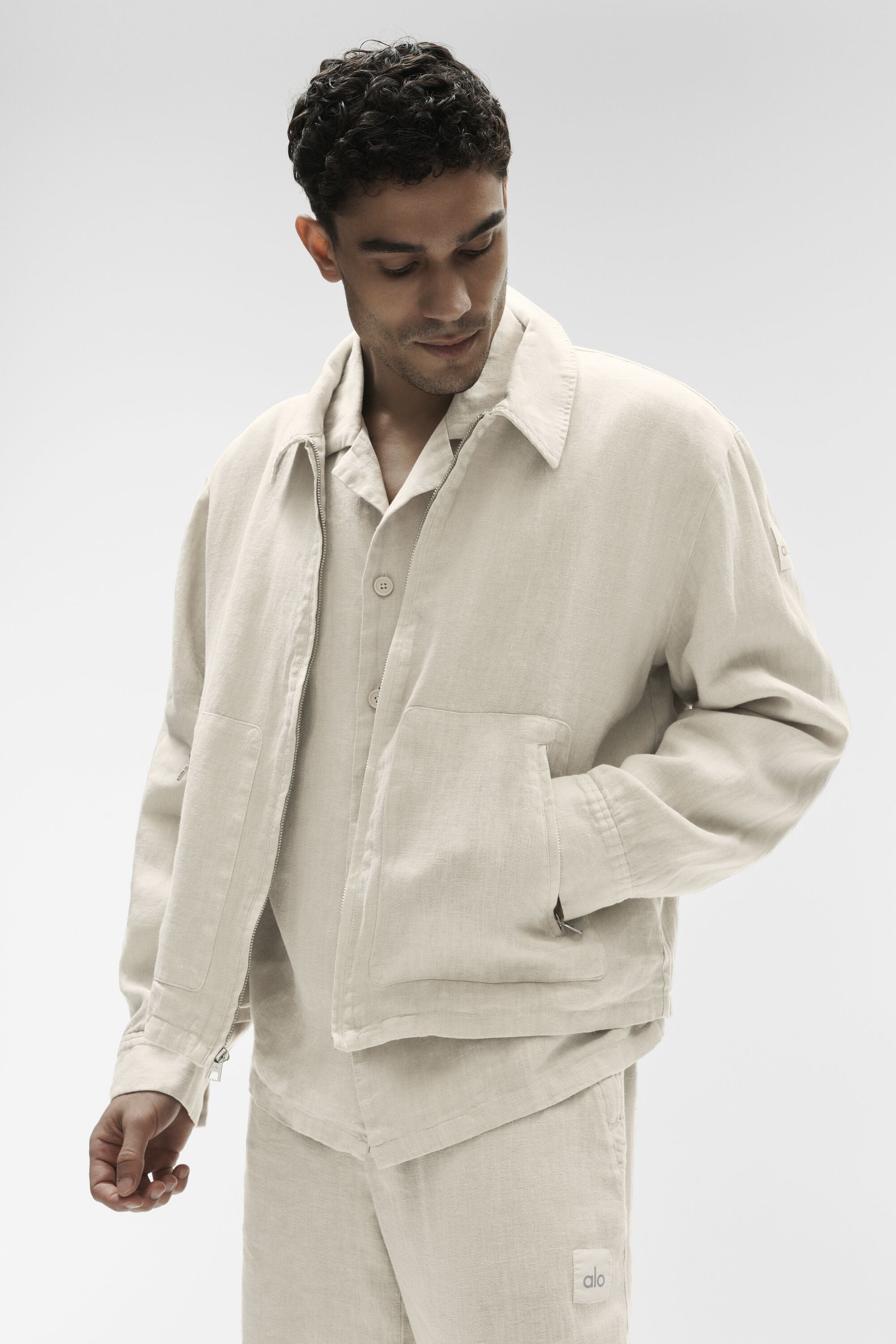 Alo Yoga Linen Days Full Zip Jacket - Bone