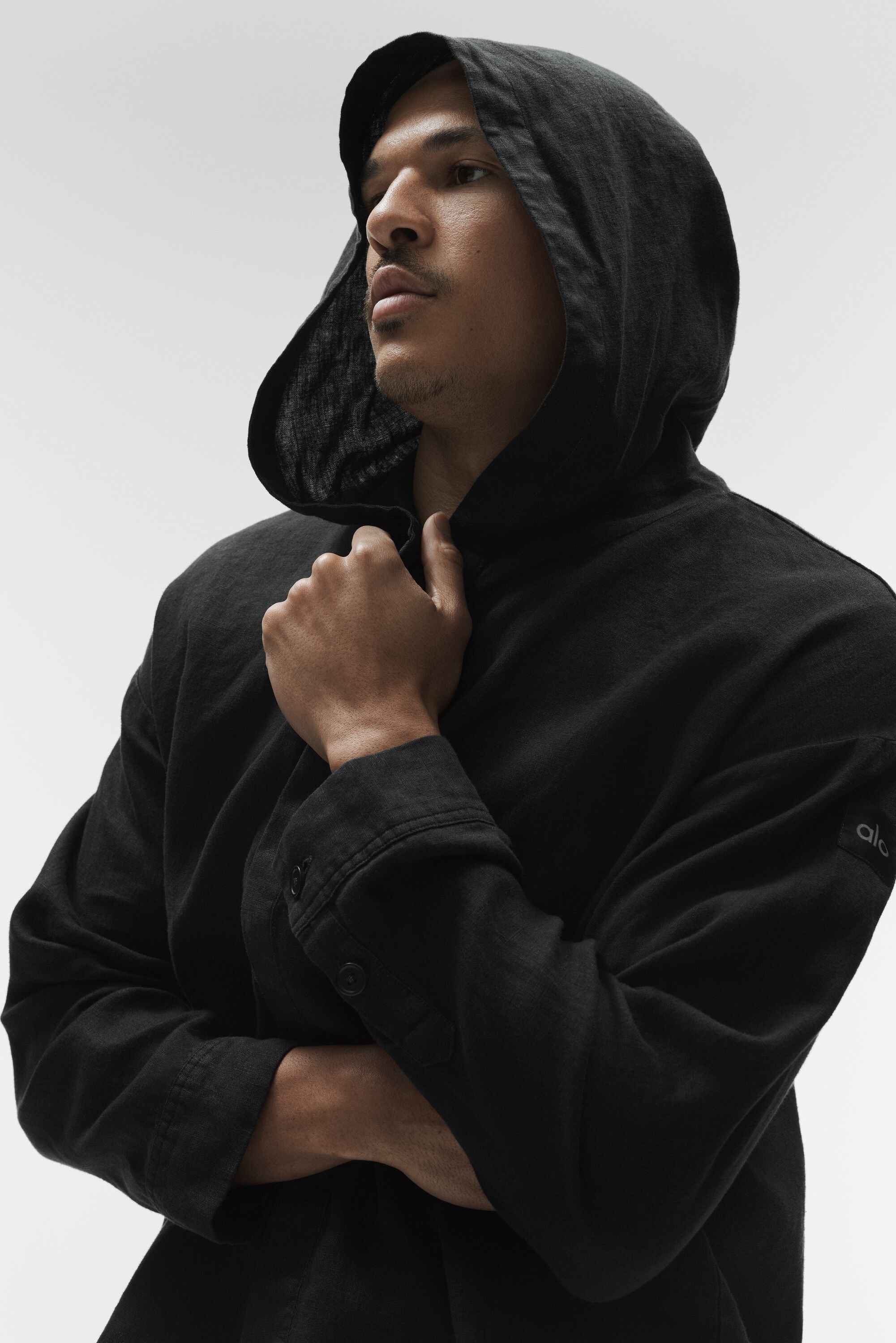 Alo Yoga Linen Days Button Up Hoodie - Black