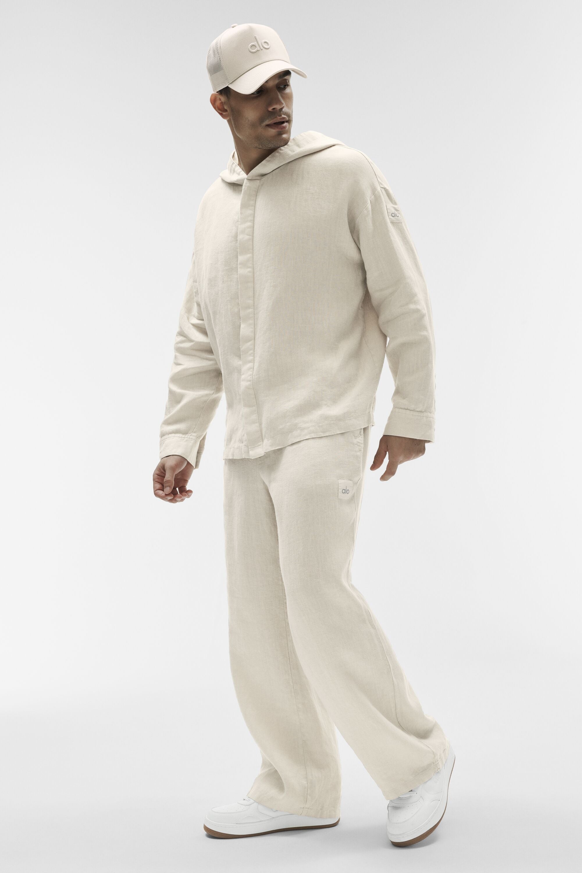 Alo Yoga Linen Days Button Up Hoodie - Bone