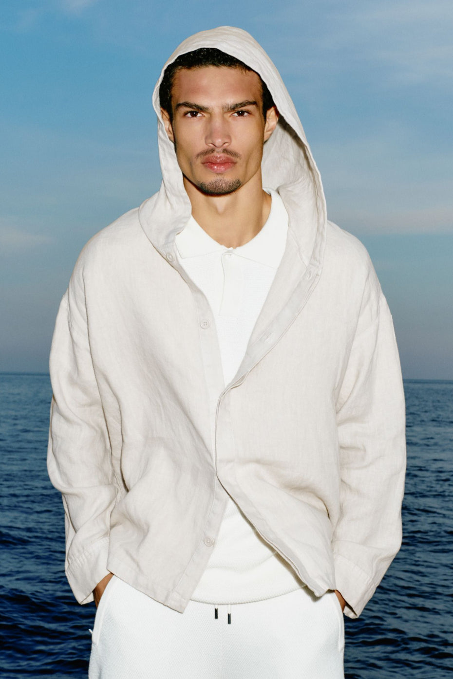 Alo Yoga Linen Days Button Up Hoodie - Bone