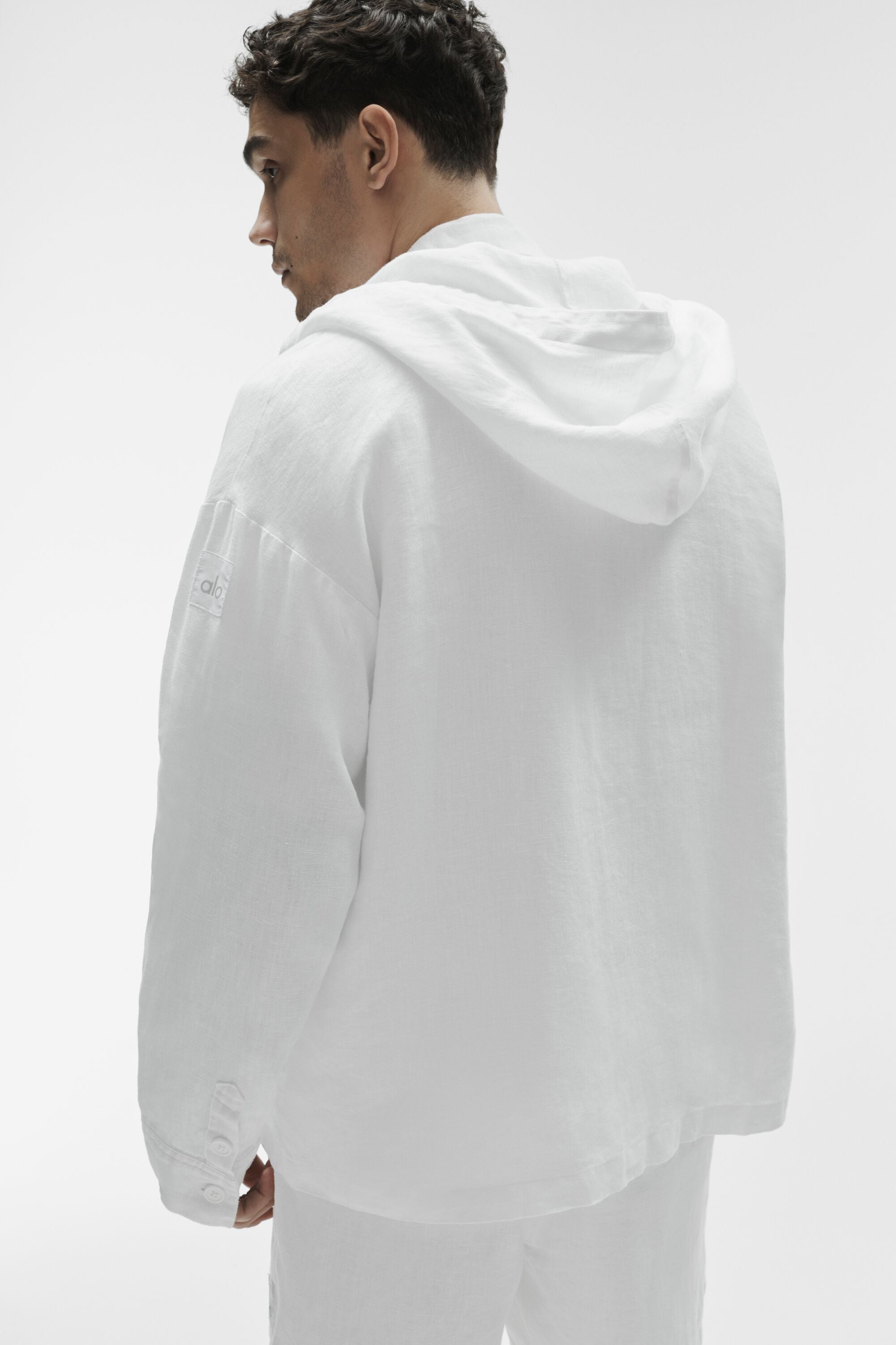 Alo Yoga Linen Days Button Up Hoodie - White