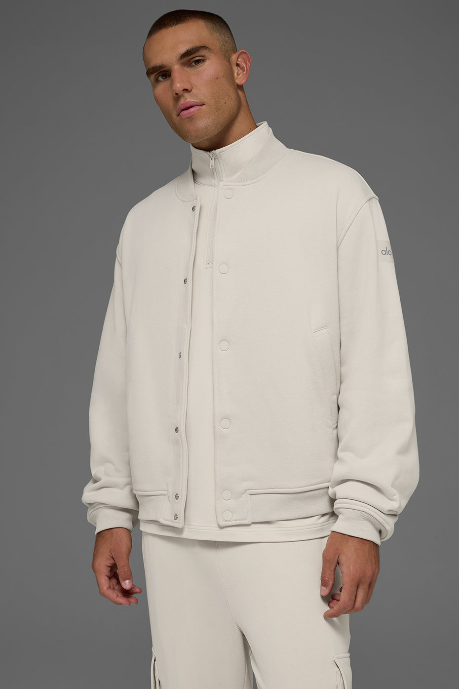 Alo Yoga Renown Varsity Jacket - Bone