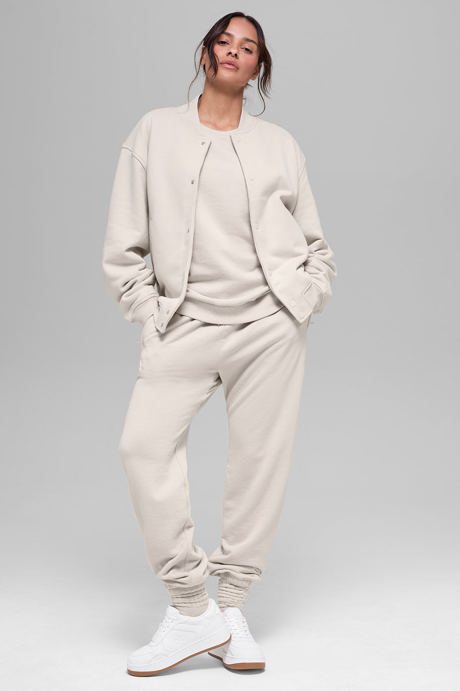 Alo Yoga Renown Varsity Jacket - Bone