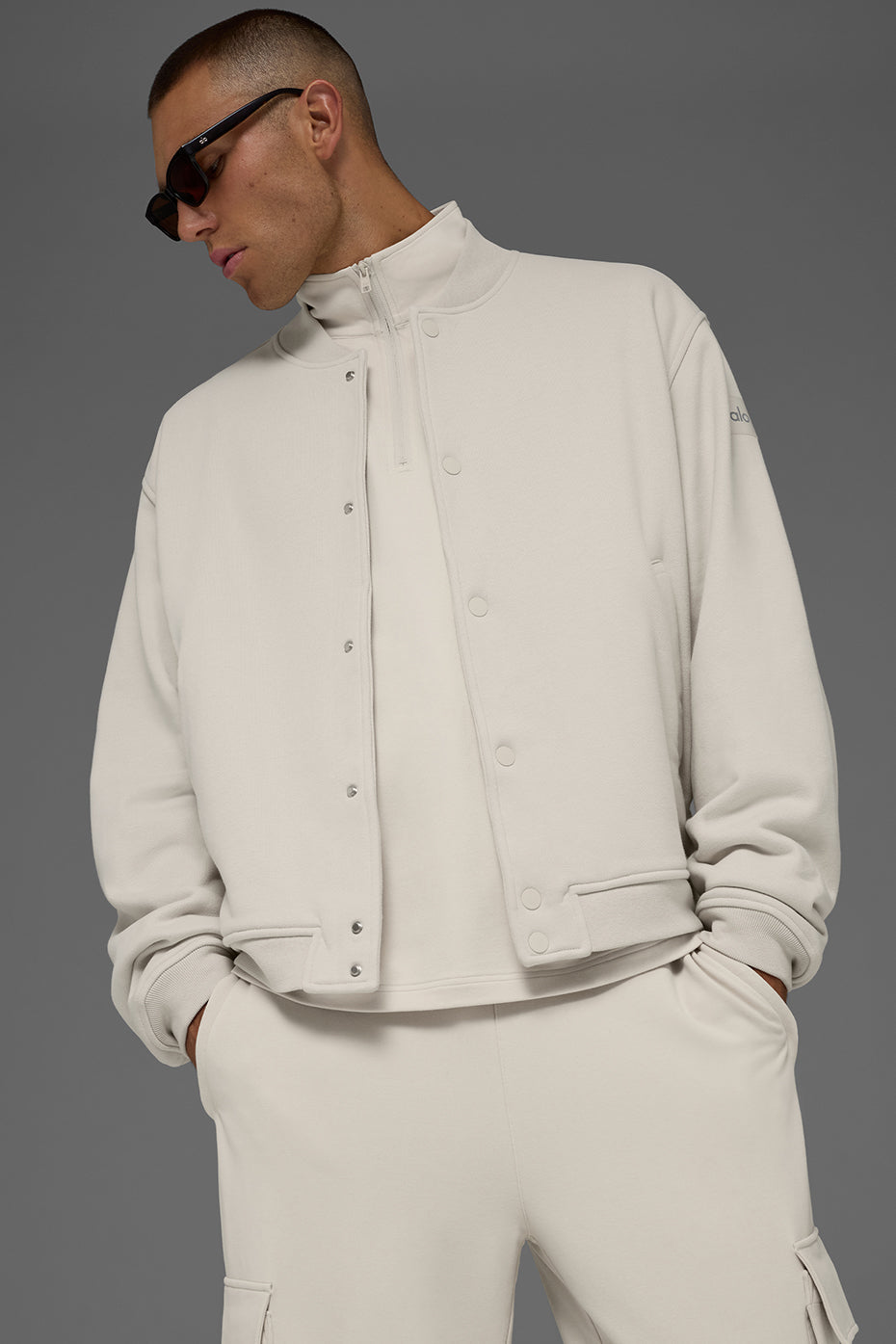 Alo Yoga Renown Varsity Jacket - Bone