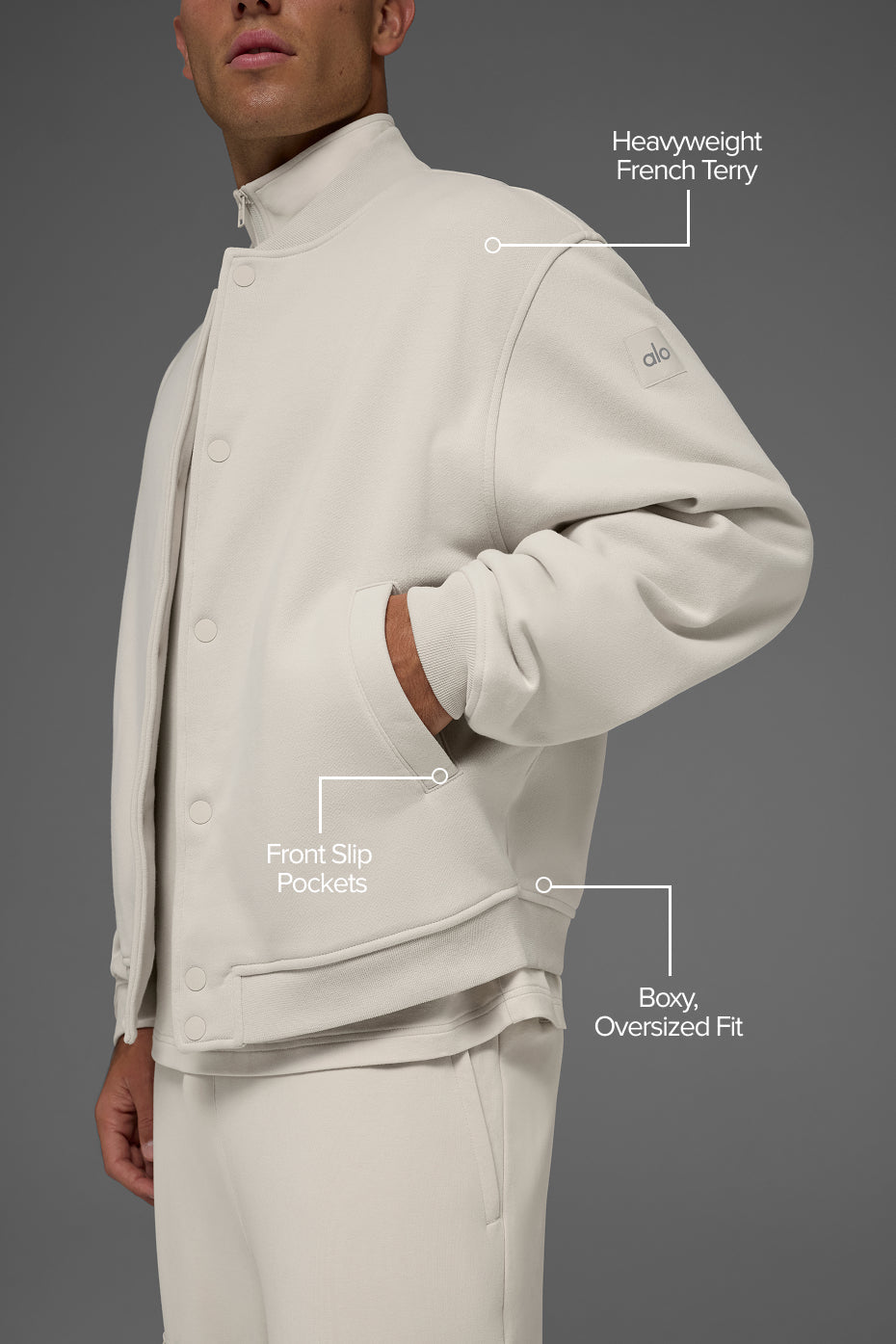 Alo Yoga Renown Varsity Jacket - Bone