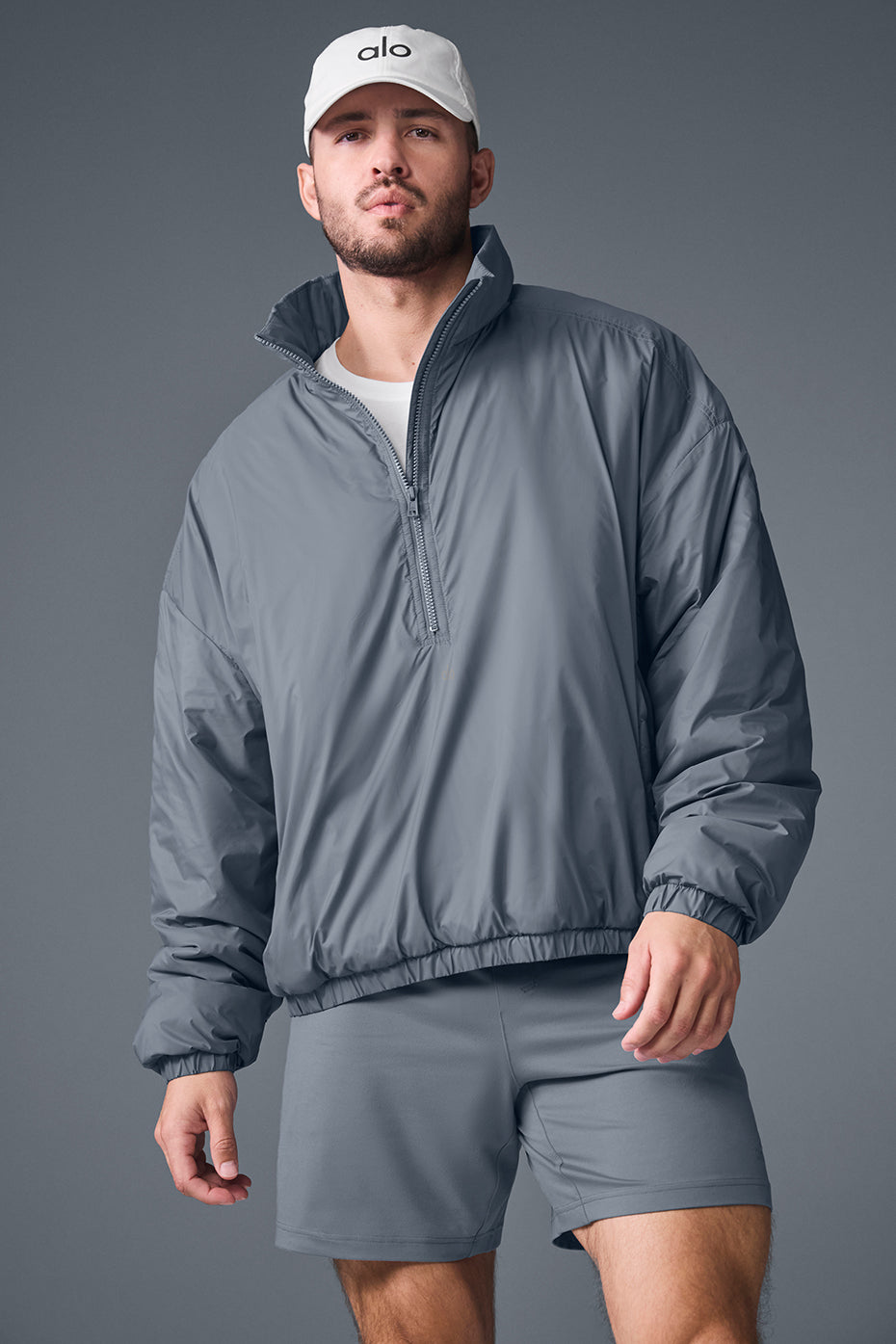 Alo Yoga Latitude Light Weight 1/2 Zip Pullover Jacket - Steel Grey