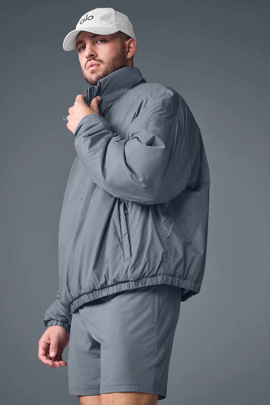 Alo Yoga Latitude Light Weight 1/2 Zip Pullover Jacket - Steel Grey