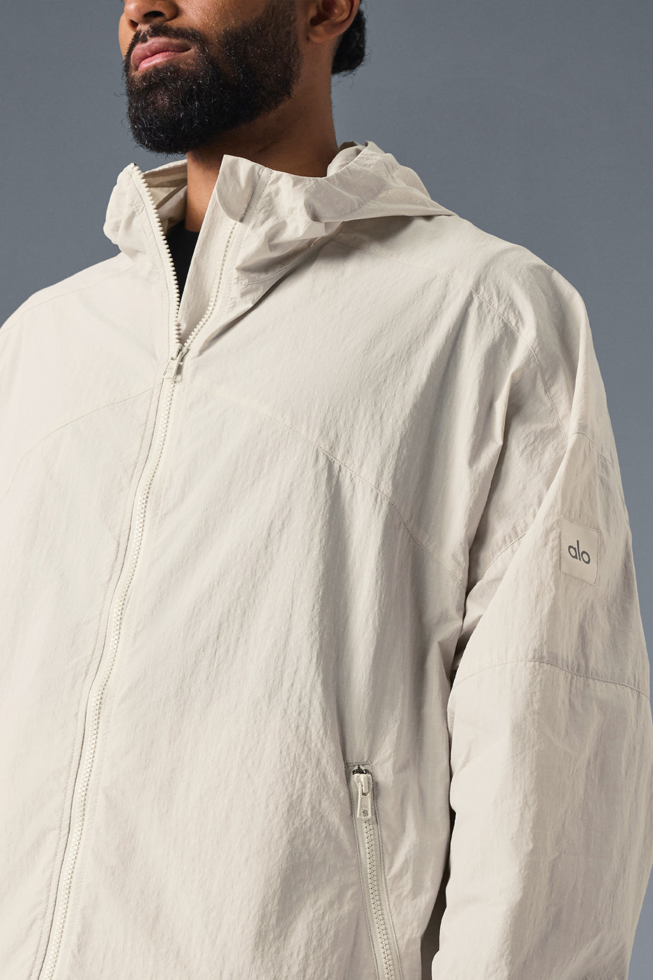 Alo Yoga Vantage Nylon Ripstop Track Jacket - Bone
