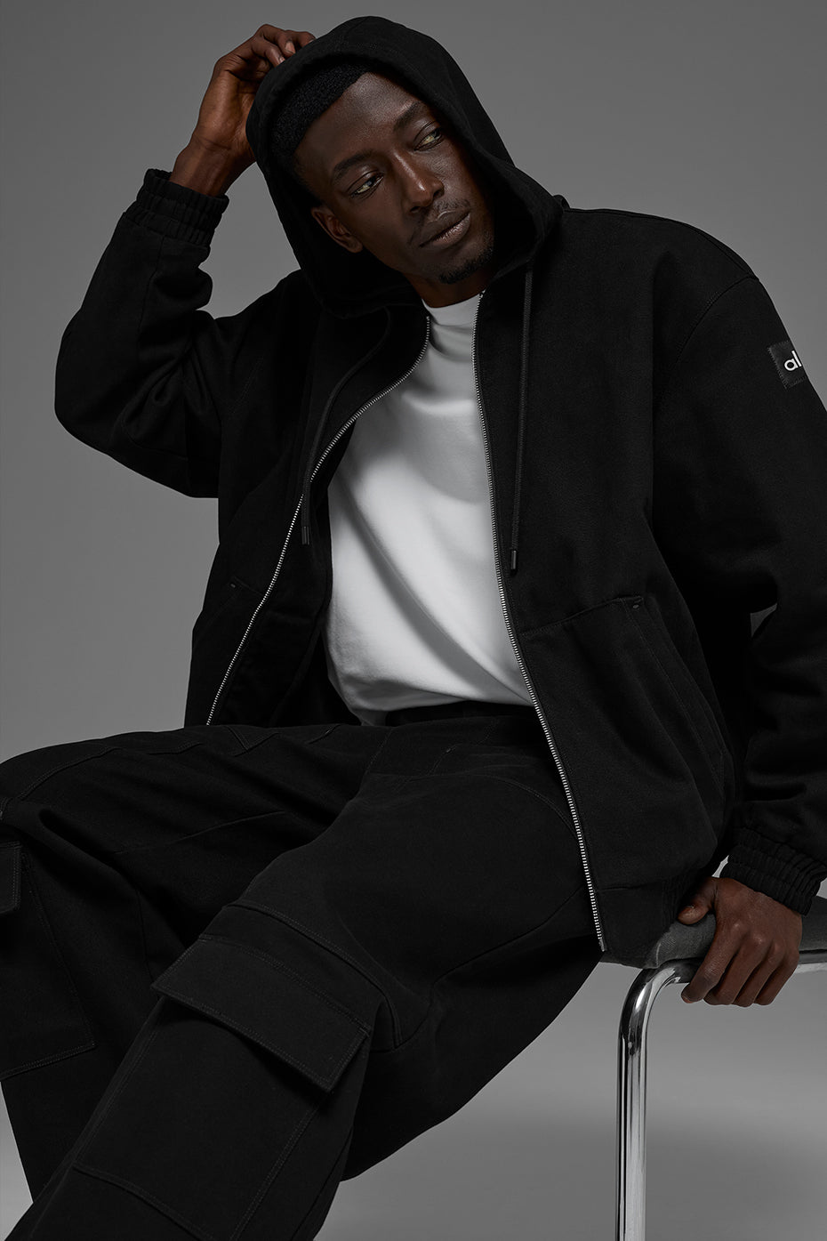 Alo Yoga Cotton Canvas Full Zip Hoodie - Black