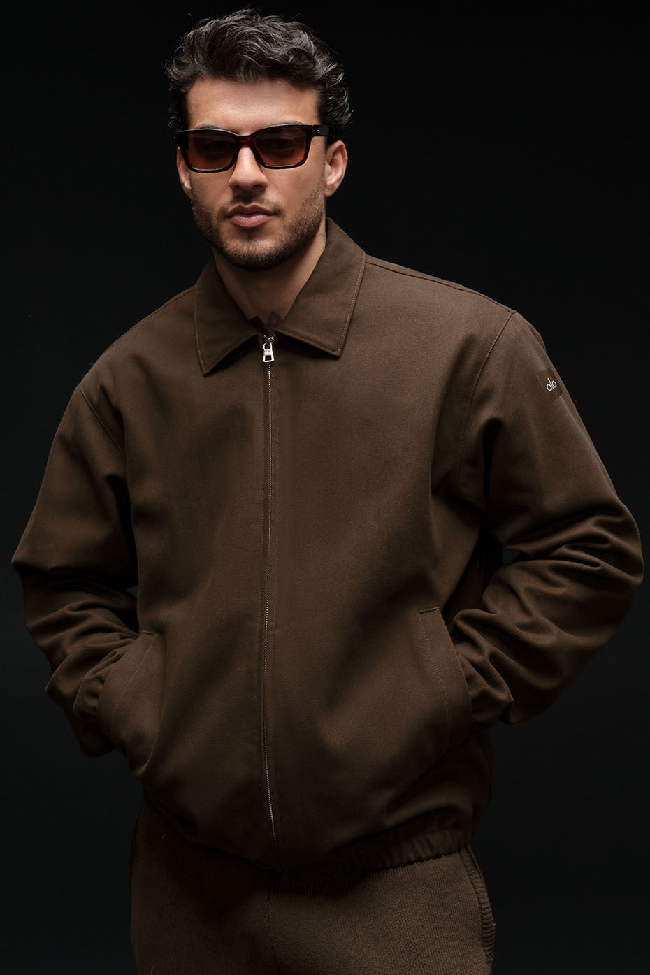 Alo Yoga Cotton Canvas Coaches Jacket - Espresso