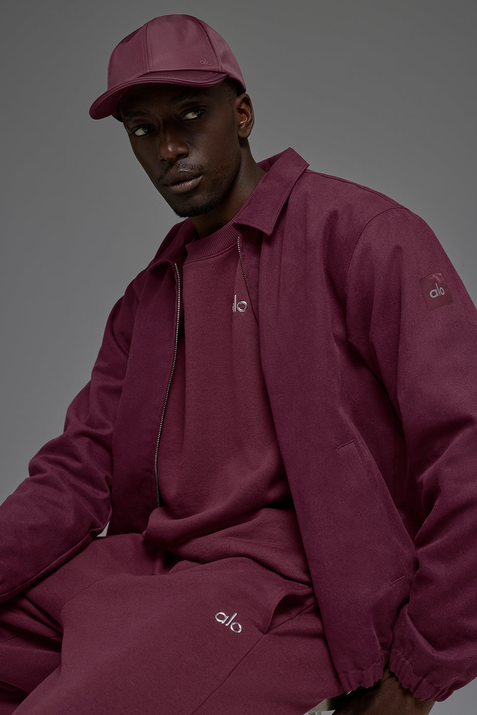 Alo Yoga Cotton Canvas Coaches Jacket - Burgundy