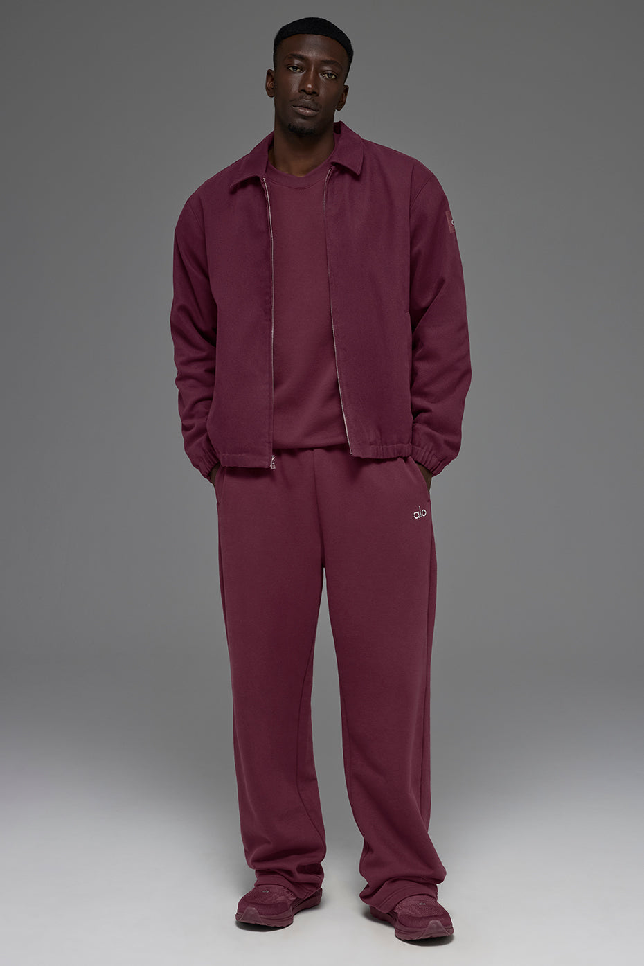 Alo Yoga Cotton Canvas Coaches Jacket - Burgundy