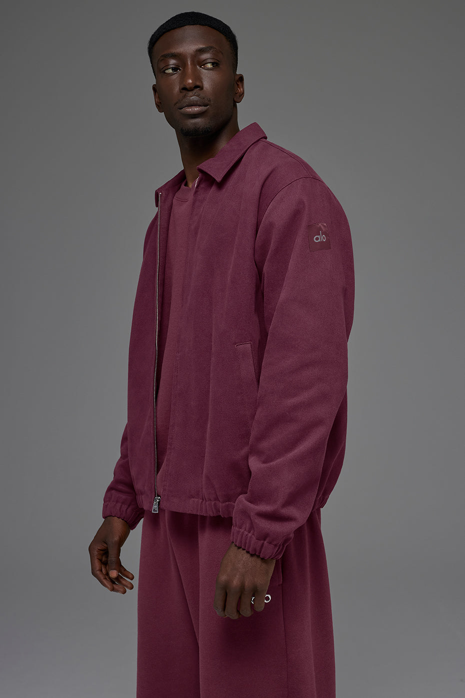 Alo Yoga Cotton Canvas Coaches Jacket - Burgundy