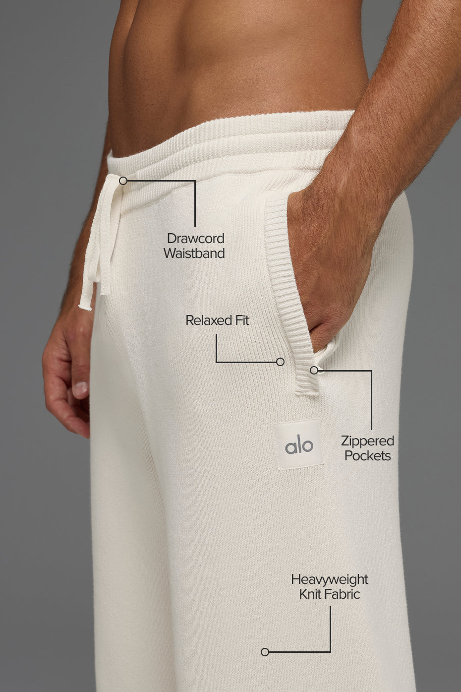 Alo Yoga Scholar Straight Leg Sweatpant - Ivory