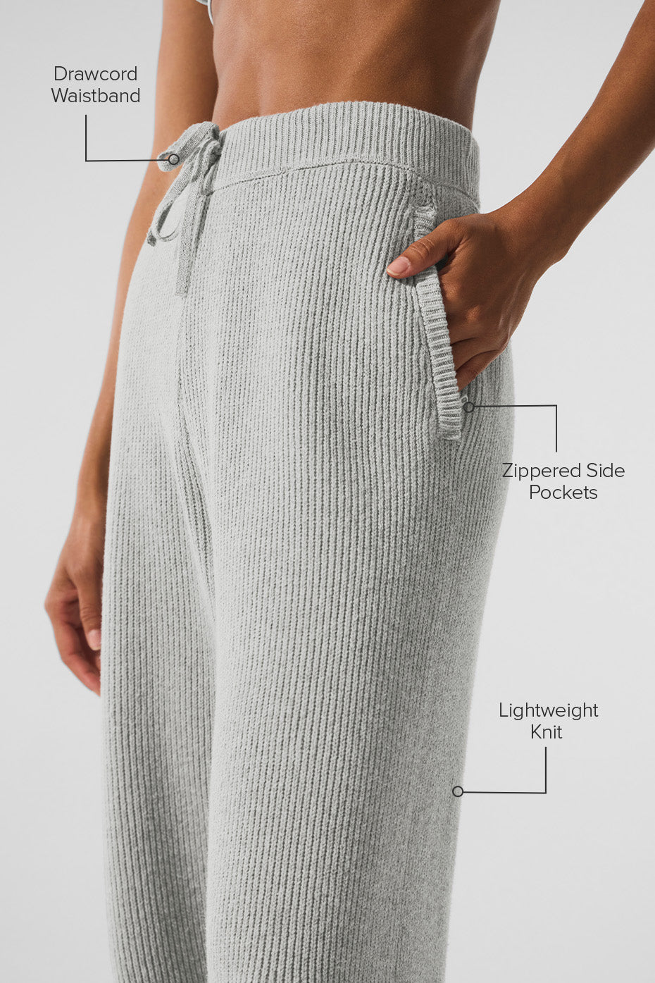 Alo Yoga Domain Rib Knit Sweatpant - Athletic Heather Grey
