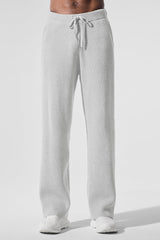 Alo Yoga Domain Rib Knit Sweatpant - Athletic Heather Grey