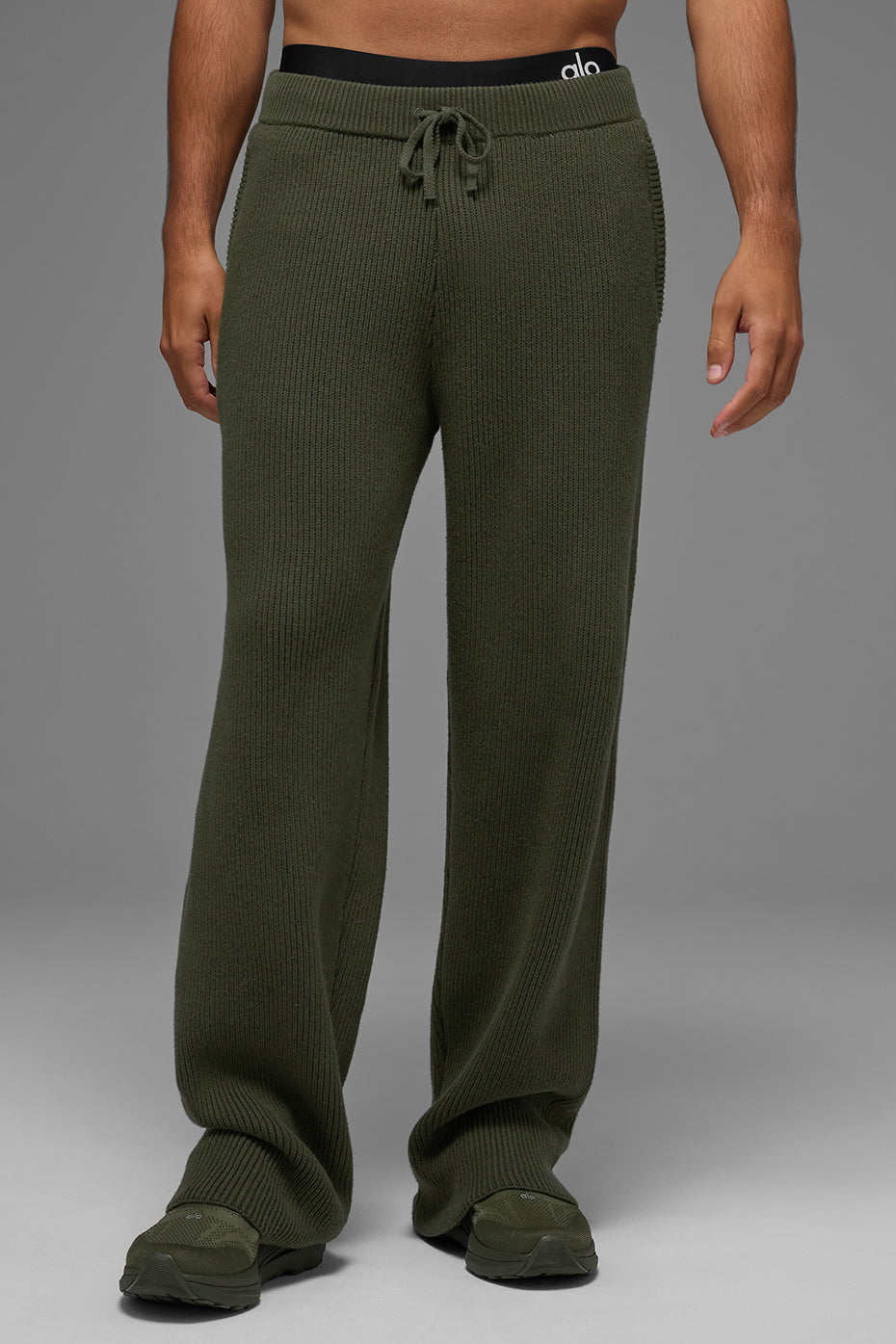 Alo Yoga Domain Rib Knit Sweatpant - Green Olive