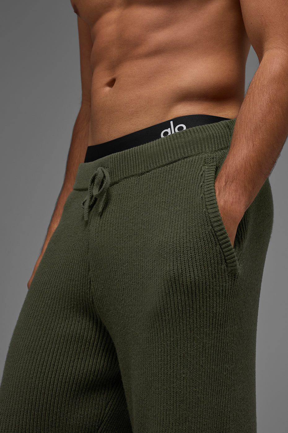Alo Yoga Domain Rib Knit Sweatpant - Green Olive