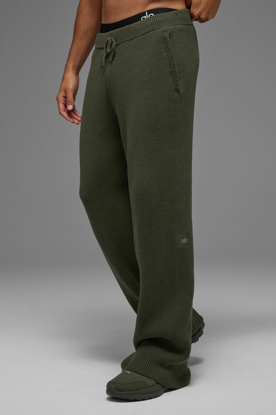 Alo Yoga Domain Rib Knit Sweatpant - Green Olive