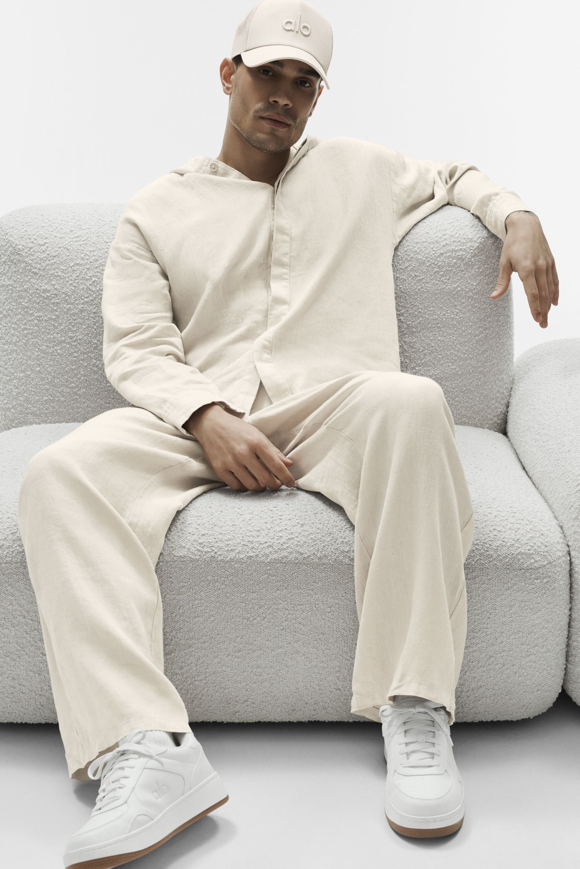 Alo Yoga Linen Days Straight Leg Pant - Bone