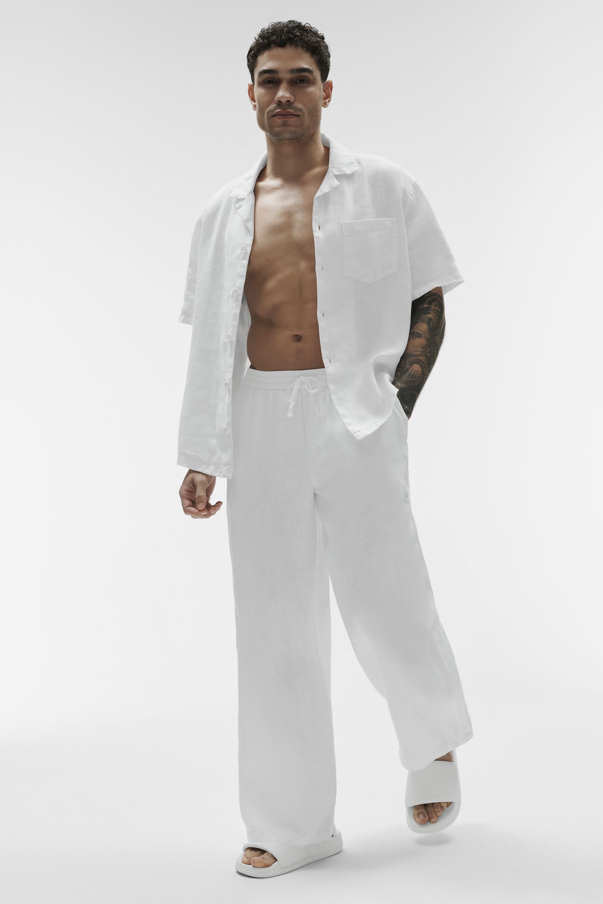 Alo Yoga Linen Days Straight Leg Pant - White